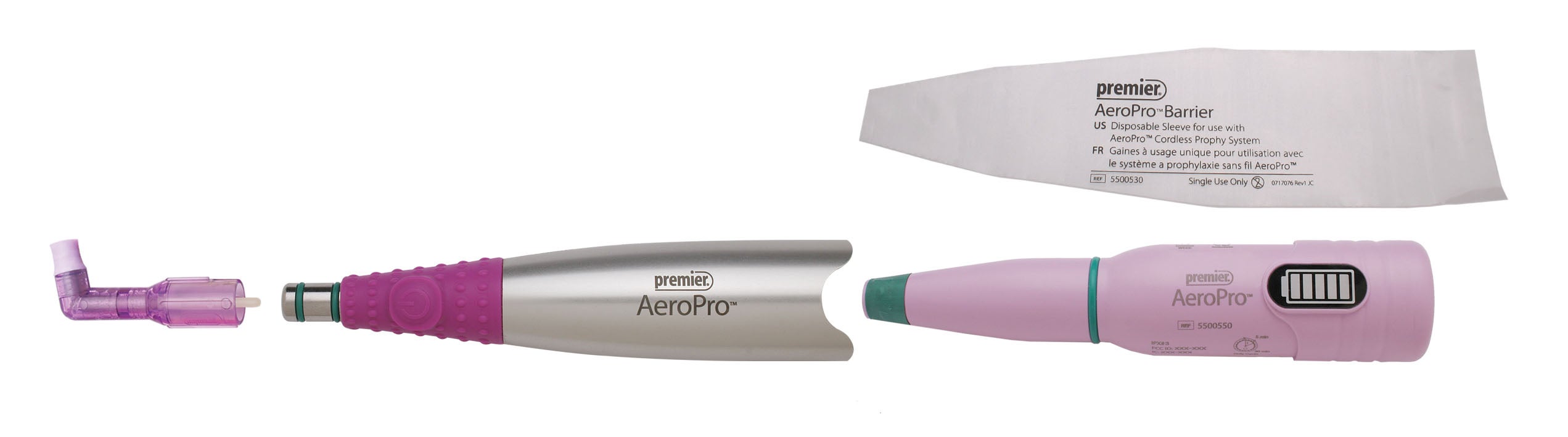 Components of the AeroPro™ Cordless Prophy Handpiece System