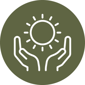 An icon of hands holding a sun to represent – investing in equipment and technology has a huge tax benefit