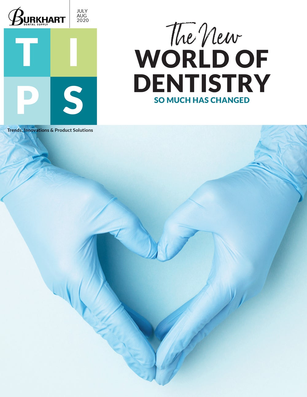 Gloved hands in heart shape on cover of TIPS July/August 2020