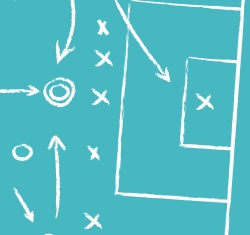 Renegotiating PPO Contracts is like planning the next play on a soccer field. This illustration depicts a complicated strategic soccer play.